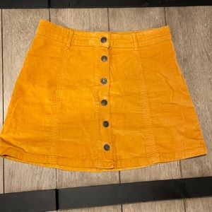 Mustard Corduroy Skirt with Buttons Size 4